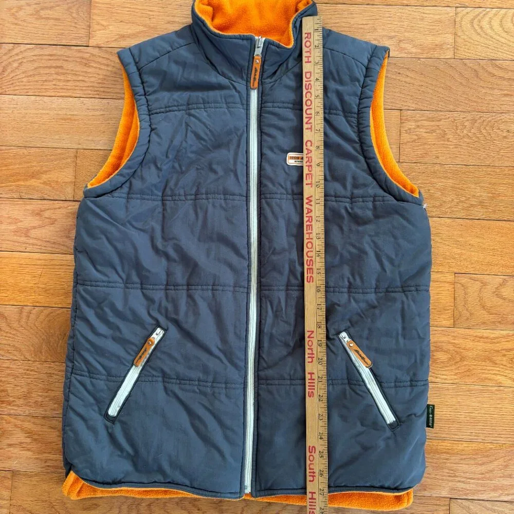 Eddie Bauer Puffer Vest Teens XL Blue Orange Reversible Fleece Zip Pockets Y2K‎